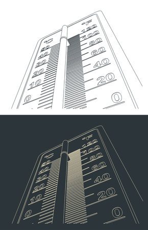 Stylized vector illustration of thermometer close upのイラスト素材