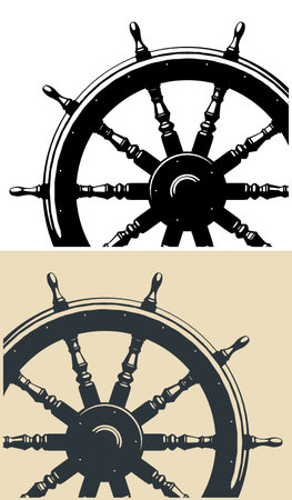 Stylized vector illustrations of a ship steering wheelのイラスト素材