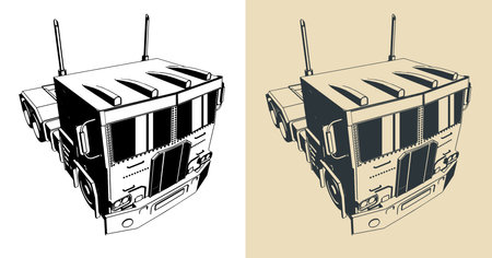 Stylized vector illustrations of truck tractorのイラスト素材