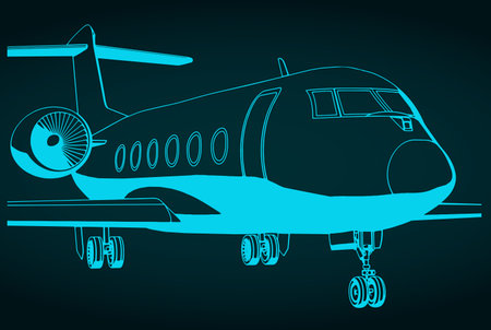 Stylized vector illustration of private business jet close upのイラスト素材