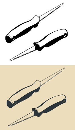 Stylized vector isometric illustrations of drywall sawのイラスト素材