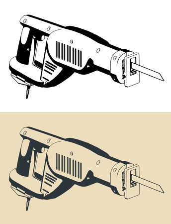 Stylized vector illustrations of reciprocating sawのイラスト素材