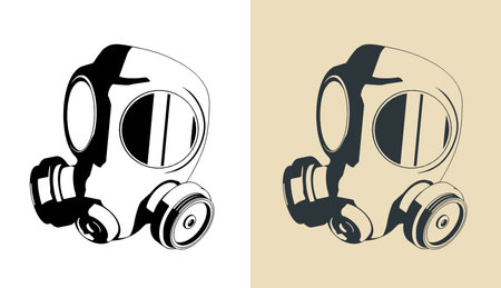 Stylized vector illustration of a gas maskのイラスト素材
