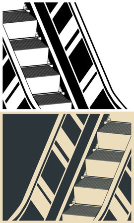 Stylized vector illustration of an escalator stairs close upのイラスト素材