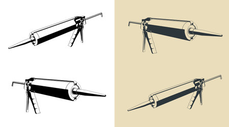 Stylized vector illustrations of caulking gunのイラスト素材