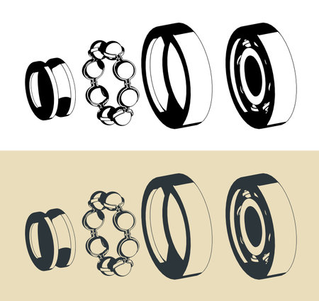Stylized vector illustrations of ball bearings structureのイラスト素材
