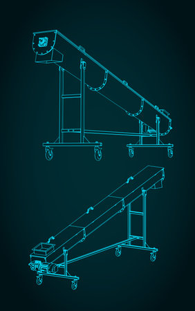 Stylized vector illustrations of a mobile screw conveyorのイラスト素材