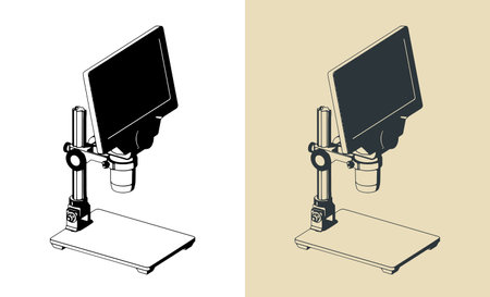 Stylized vector illustrations of a digital microscopeのイラスト素材