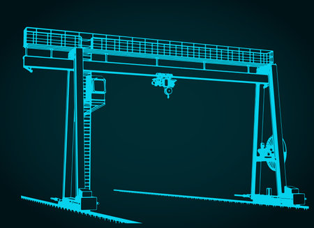 Stylized vector illustration of gantry craneのイラスト素材