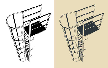Stylized vector illustrations of fire escapeのイラスト素材
