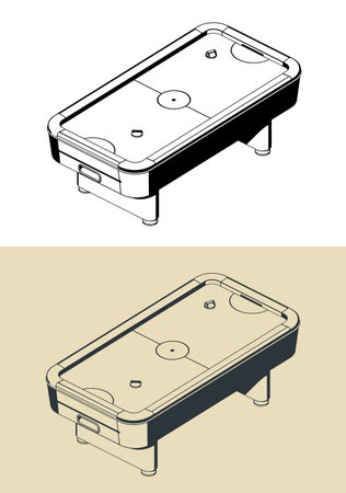 Stylized vector illustrations of table air hockey gameのイラスト素材