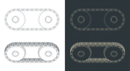 Technical drawings of a double chain driveのイラスト素材