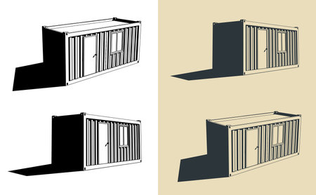 Temporary prefab container house for construction workerのイラスト素材