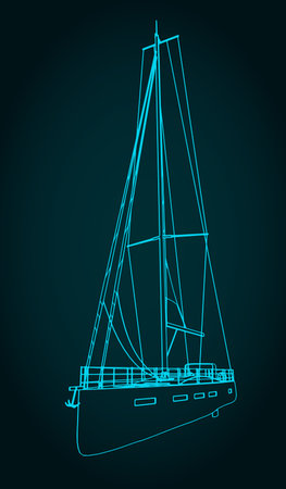 Stylized vector illustration of a luxury sailing yachtのイラスト素材