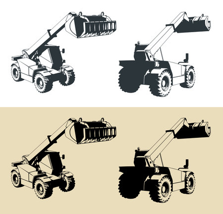 Stylized vector illustrations of a agricultural loaderのイラスト素材
