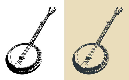 Stylized vector illustrations of a banjoのイラスト素材