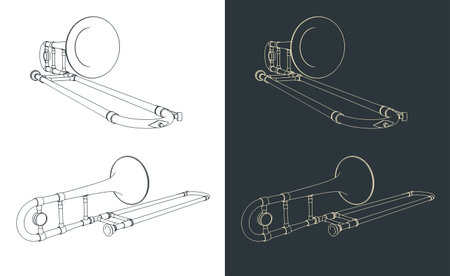 Stylized vector illustrations of a tromboneのイラスト素材
