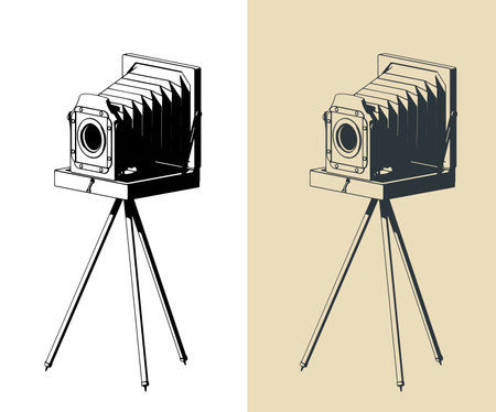 Stylized vector illustrations of a retro cameraのイラスト素材