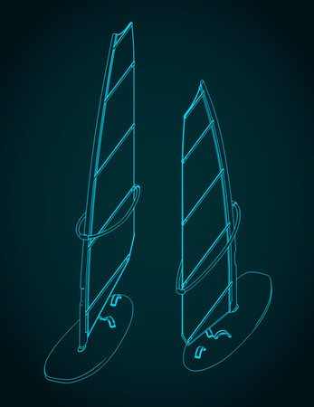 Stylized vector illustration of a windsurfing boardのイラスト素材