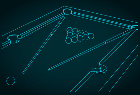 Stylized vector illustration of pool table close up