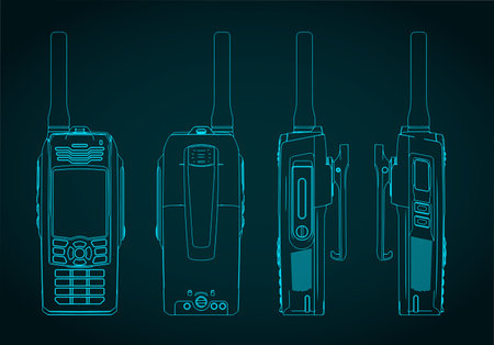 Stylized vector illustrations of walkie-talkie blueprintsのイラスト素材