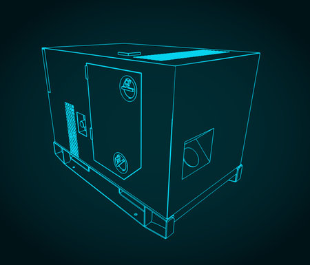 Stylized vector illustration of military generator blueprintのイラスト素材