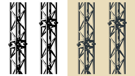 Stylized vector illustrations of modular metal truss close-upのイラスト素材