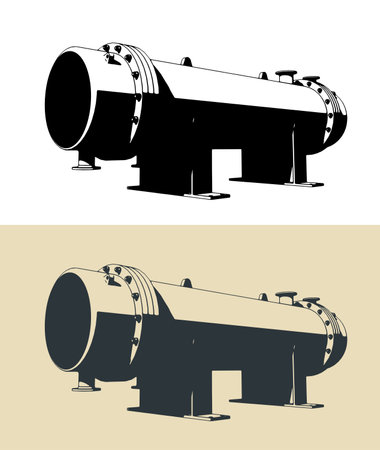 Stylized vector illustrations of a tube heat exchangerのイラスト素材