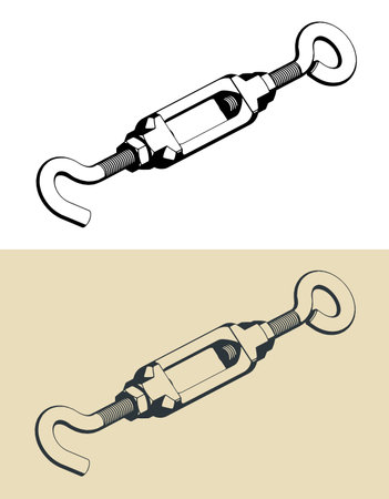 Stylized vector illustrations of turnbuckleのイラスト素材