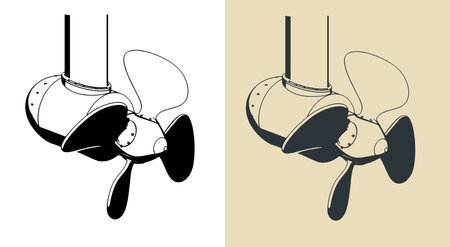 Azimuth thruster or rudder propeller stylized illustrationsのイラスト素材