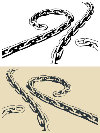 Pieces of metal chain stylized vector illustrationsのイラスト素材