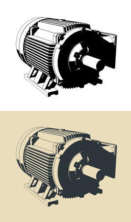 Electric motor stylized vector illustrationsのイラスト素材