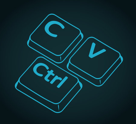 Ctrl c and ctrl v keys stylized ironic vector illustration