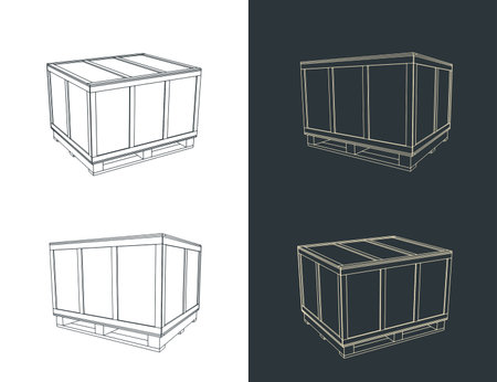 Large wooden shipping crate stylized vector illustrationsのイラスト素材