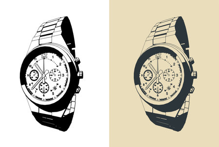 Wristwatch dial close up stylized vector illustrationsのイラスト素材