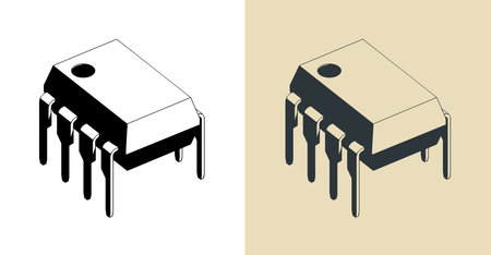 Stylized vector illustration of a microcircuitのイラスト素材