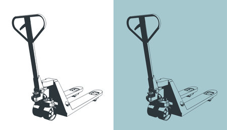 Stylized vector illustrations of pallet jackのイラスト素材