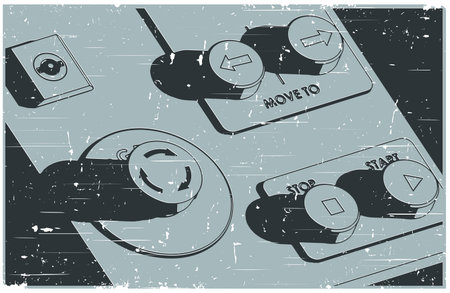 Control panel of an industrial unit close-up stylized in retro posterのイラスト素材
