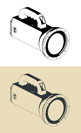 Work LED handheld rechargeable torch stylized vector illustrationsのイラスト素材