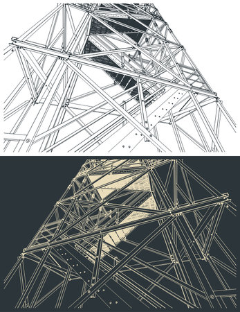 Industrial metal staircase stylized vector illustrationsのイラスト素材
