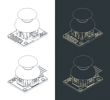 Joystick module for arduino isometric drawings stylized vector illustrationsのイラスト素材