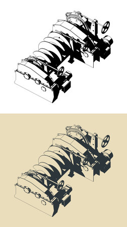 Powerful mooring winch stylized vector illustrationsのイラスト素材