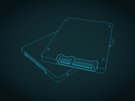 Stylized vector illustration of SATA SSDsのイラスト素材