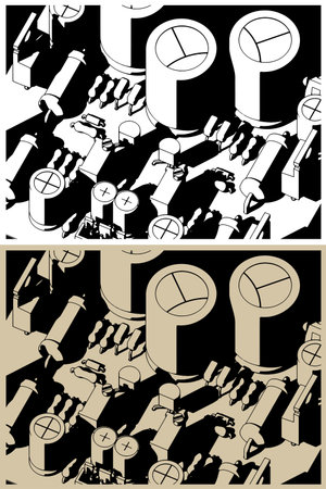 Electronic circuit board close up stylized vector illustrationのイラスト素材