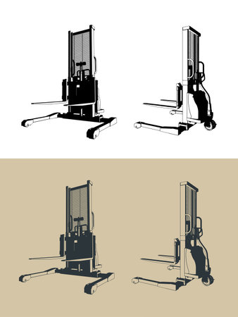 Semi electric stacker stylized vector illustrationsのイラスト素材