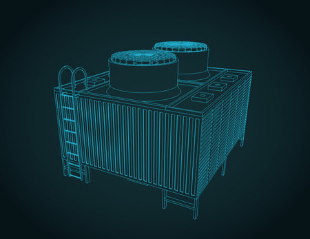 Cooling tower stylized vector illustrationのイラスト素材