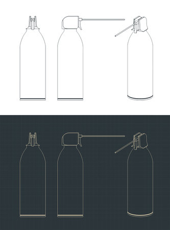 Compressed air duster can for electronics: stylized vector blueprintsのイラスト素材
