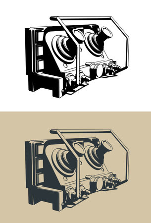 Industrial wireless remote control unit with joysticks stylized vector illustrationsのイラスト素材