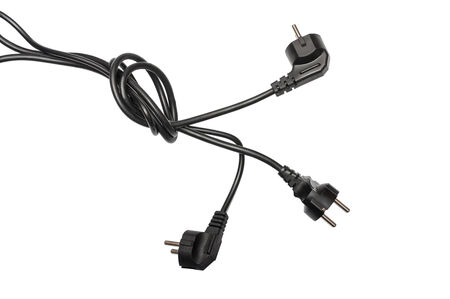 photo an electrical plug with a wire on a white background