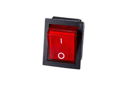 photo the switch the button of red color on a white background